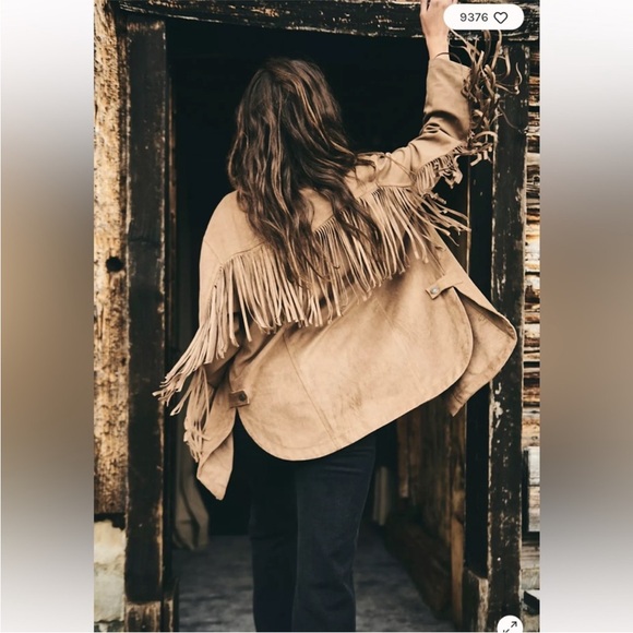 We The Free by free people Fringe Out Vegan Suede Jacket Sz XS Brown Tan - Picture 2 of 16
